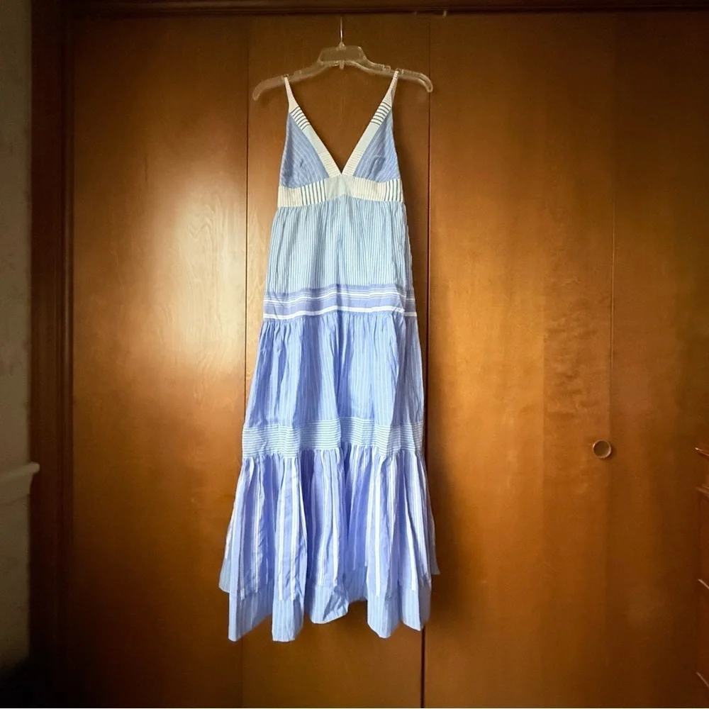 Le Superbe Getting Vertical Blue Striped Beach Dress. NWT Sz Medium Ret $395 - Picture 7 of 12